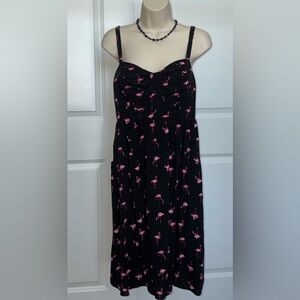 Torrid Black Dress with Pink Flamingo Print - With Pockets!  Size 0X